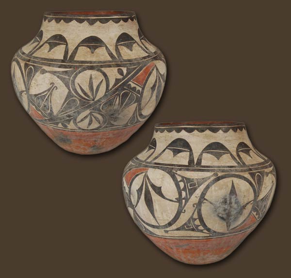 Large Zia Polychrome Olla with Trios Design Southwest Indian Pottery