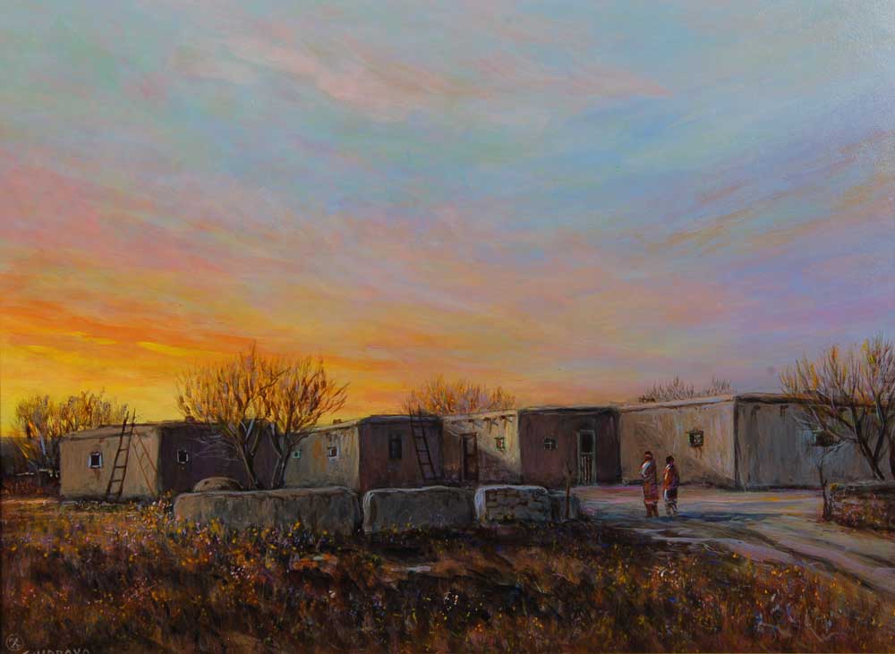 Isleta Pueblo Original Acrylic Painting by Ed Jojola Shirpoyo Fine