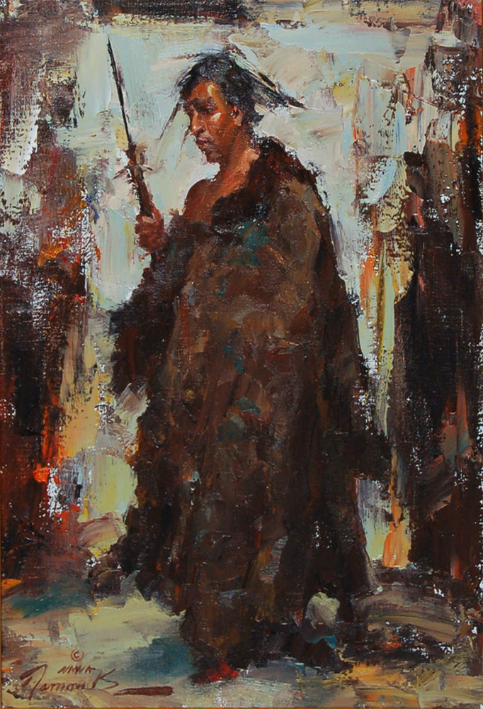 Ramon Kelley Oil Painting Buffalo Robe 17437 - Adobe Gallery, Santa Fe