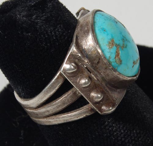 Dine (Navajo) Sterling Silver and Turquoise Ring - Adobe Gallery, Santa Fe