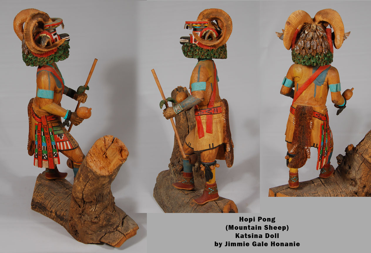 Hopi Pong Mountain Sheep Katsina Doll by Jimmie Gale Honanie