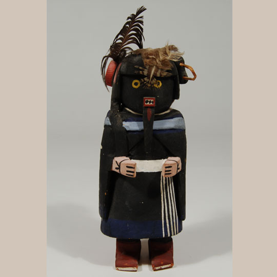 Hopi Konin Supi Kachina / Katsina Doll with shield and feathers