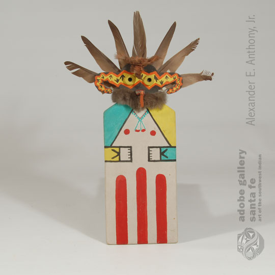 Hopi Konin Supi Kachina / Katsina Doll with shield and feathers