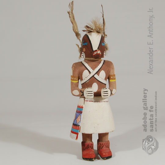 Hopi Konin Supi Kachina / Katsina Doll with shield and feathers