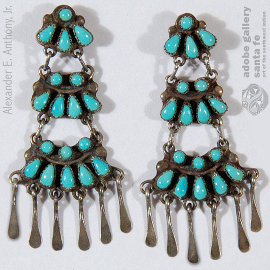 Southwest Indian Jewelry C4101 19, Chandelier Style Turquoise Earrings