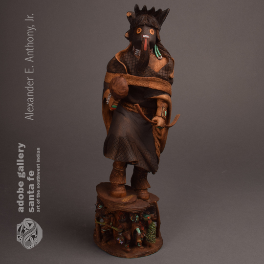 Hopi Konin Supi Kachina / Katsina Doll with shield and feathers