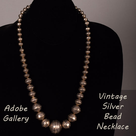 Silver bead necklace shop navajo