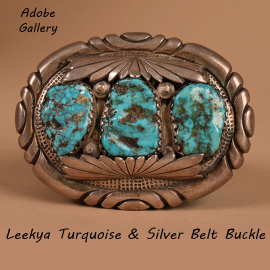 Leekya Native American Turquoise Jewelry Buckle C4569ZE - Adobe