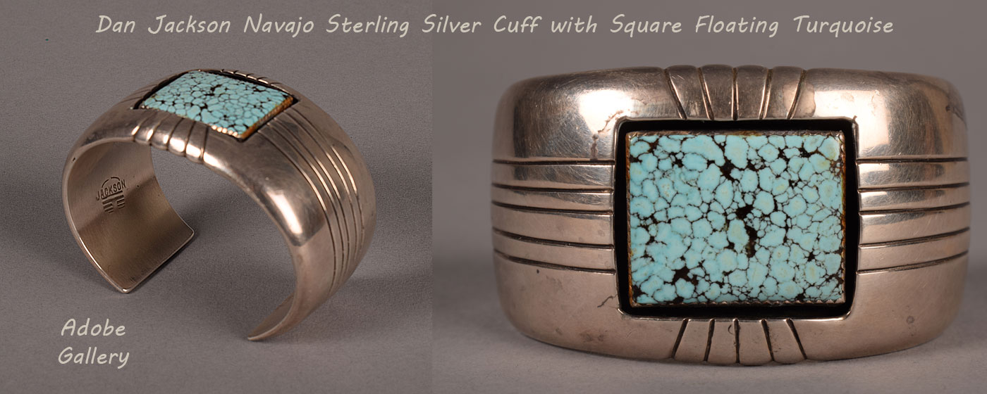 Native American Silver Turquoise Jewelry Bracelet C4576A - Adobe