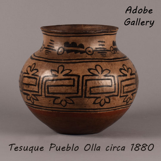 Historic Southwest Pottery Tesuque Pueblo Pottery C4592B Adobe