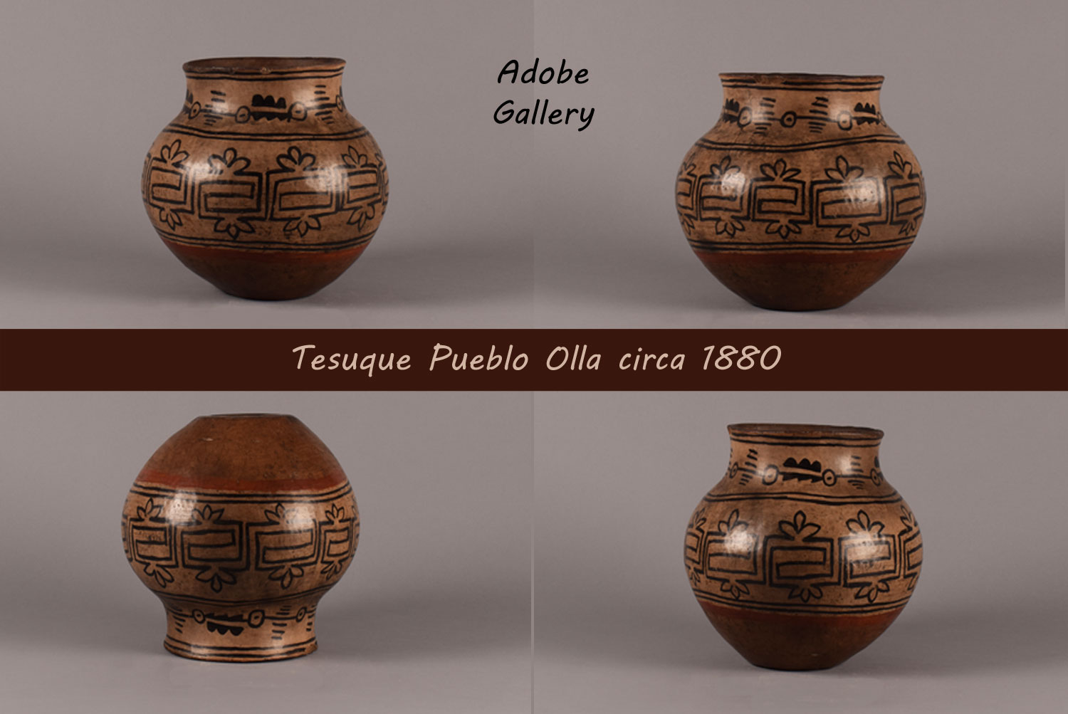Historic Southwest Pottery Tesuque Pueblo Pottery C4592B Adobe
