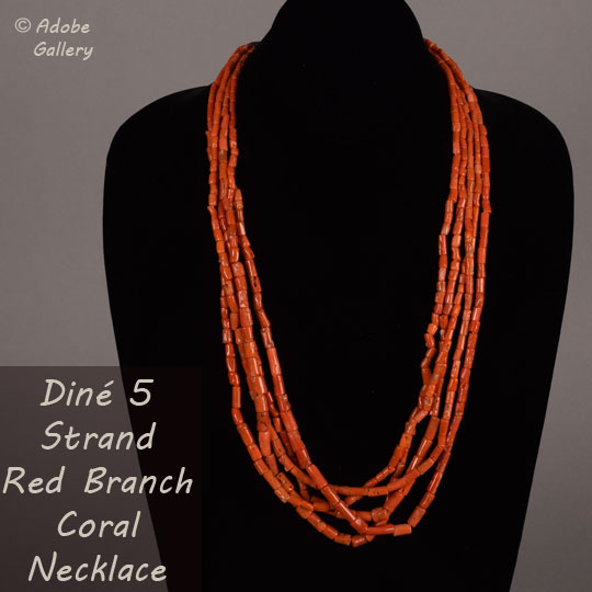 Navajo Native American Coral Jewelry Necklace C4643-04 - Adobe Gallery,  Santa Fe