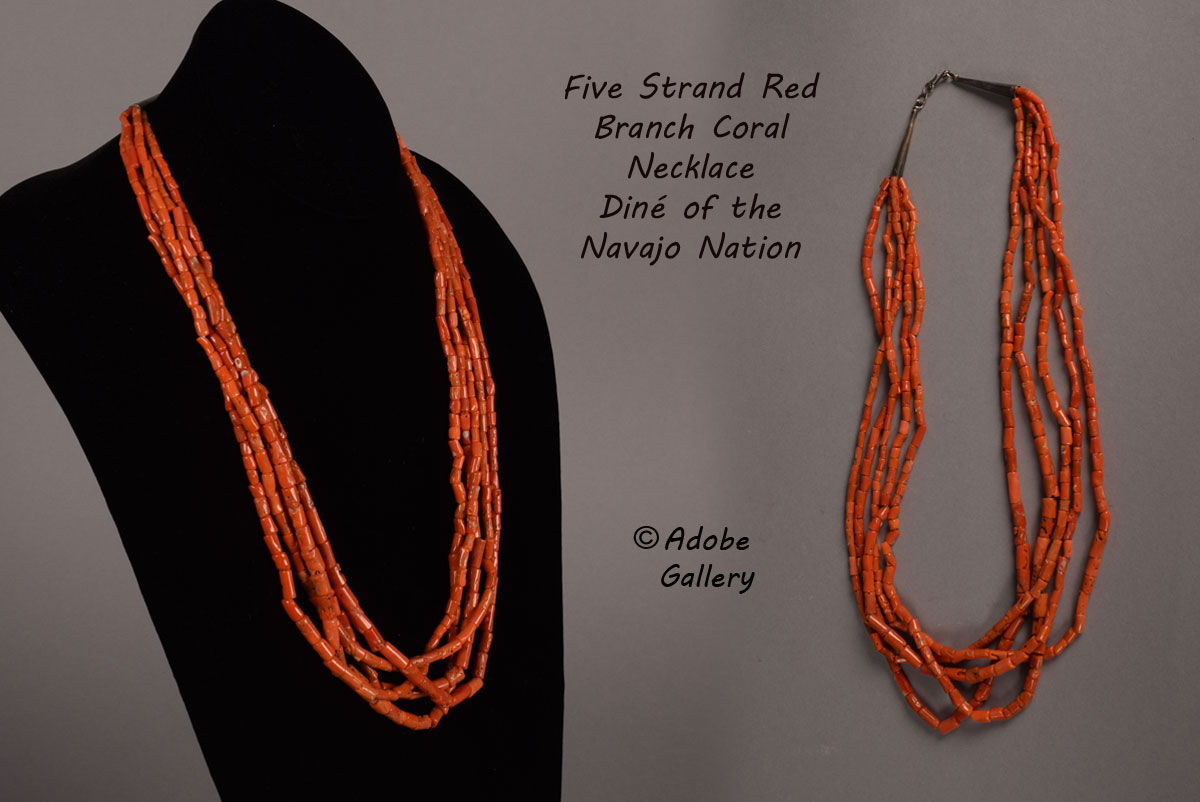 Navajo Native American Coral Jewelry Necklace C4643-04 - Adobe Gallery,  Santa Fe