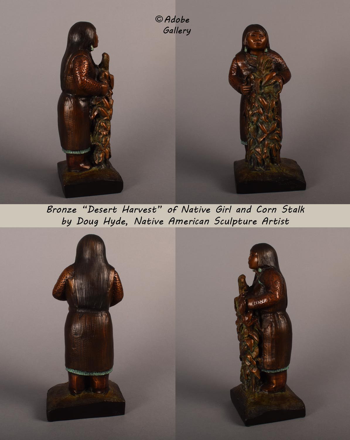 American Indian Bronze Sculpture Doug Hyde C4803N Adobe Gallery Santa Fe