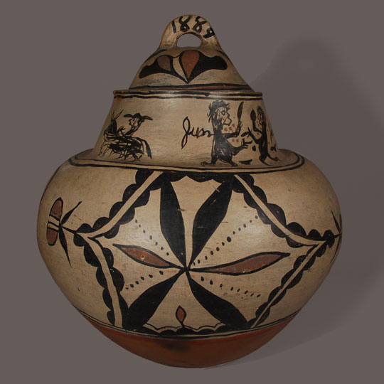 San Ildefonso Pictorial Lidded Jar, circa 1889