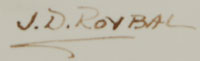 Signature of artist: Jos&eacute; Disiderio (J.D.) Roybal [1922-1978] Oquwa - Rain God