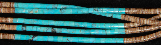 Hieshe is made from sea shells and, in this necklace, some hieshe was made from turquoise.  