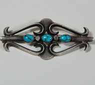 Cast Silver and Turquoise Pin - 25781