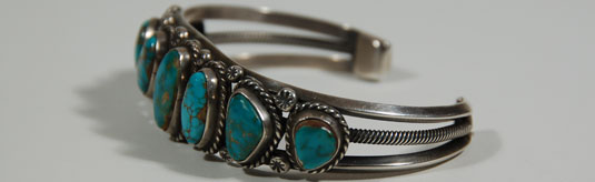 Alternate view of this Navajo Nation Sterling Silver and Turquoise Bracelet