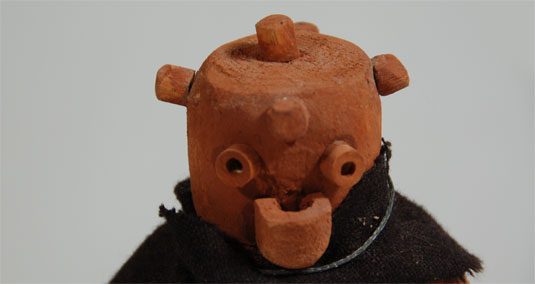 Close up view of this Zuni Pueblo mudhead face