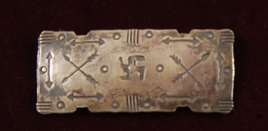 Sterling Silver Rectangular Pin with Stamped Symbols