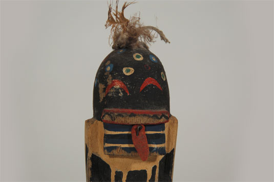 Close up view: Hopi Old Chakwaina (Hewto) Katsina Doll