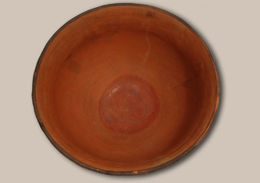 An inside look at this wonderful Santa Ana Pueblo bowl.  Notice the slip in the center..