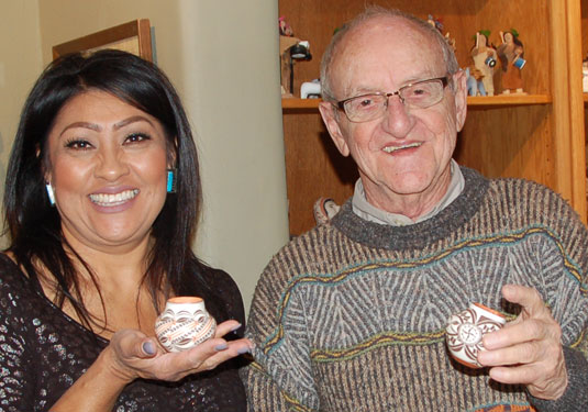 Artist Delores Juanico and AL Anthony.  Photo by Michael Marchant of Adobe Gallery.