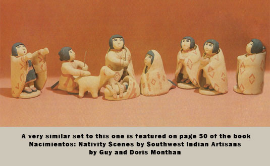  A very similar set to this one is featured on page 50 of the book Nacimientos: Nativity Scenes by Southwest Indian Artisans by Guy and Doris Monthan