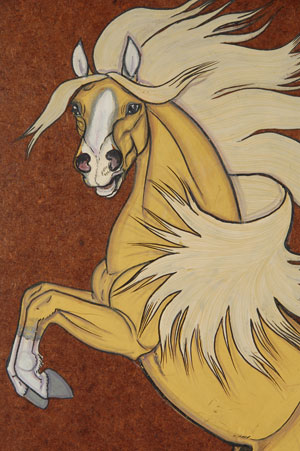Original Painting Yellow Horse by Quincy Tahoma