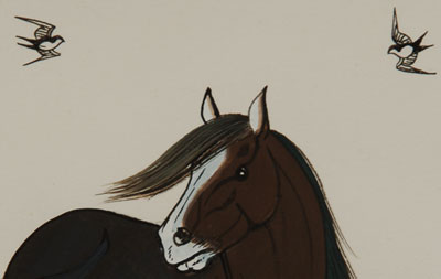 Original Painting of a Brown Horse by Quincy Tahoma