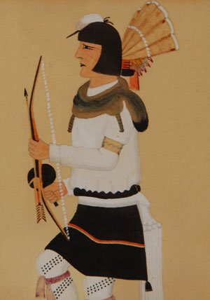 Original Painting of Pueblo Male Dancer by Alfonso Roybal - Awa Tsireh