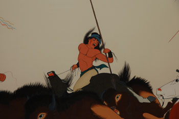 Original Painting Buffalo Hunt by Quincy Tahoma