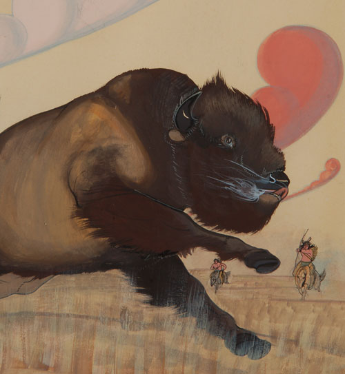 Original Painting Buffalo Hunt by Quincy Tahoma