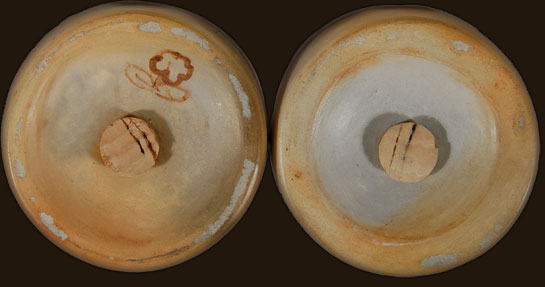 Most salt and pepper shakers from this era are generally smaller and less professional looking than this pair.  The potter did an exceptional job in forming the shapes of the two units and careful thought and application of the design.  This is what one would expect from Sadie Adams.  She was a master potter.  Condition:  Both are in excellent condition with some wear to the brown painted designs.  Provenance:  ex. coll. Phoenix, AZ collector of Hopi pottery  Recommended Reading: Hopi Tewa Pottery 500 Artist Biographies by Greg Schaaf 