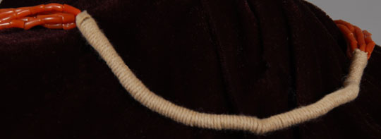 Navajo and Pueblo artisans are known for their beautiful bead necklaces, both from coral and turquoise. This lovely necklace consists of six high-quality strands of coral with silver tubular beads, silver balls and turquoise hieshe interspersed between the coral beads.  Coral is calcified skeletons of sea creatures that grow in formations resembling the branches of a tree. Among Southwest Indians, esteem for coral is second only to that for turquoise. This lovely necklace contains six strands of some of the nicest coral we have seen in a long time. It has a red/orange color and is strung so that is hangs smoothly and evenly. Coral reefs have become endangered, so the harvesting of coral in most areas has become illegal. It is very difficult to find such fine quality coral today.  Condition:  The necklace has recently been re-strung so it is secure and ready to wear. Provenance: ex. coll. Florida gentleman Recommended Reading:  North American Indian Jewelry and Adornment from Prehistory to the Present by Lois Sherr Dubin  
