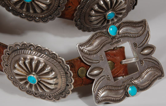 Diné Navajo Silver and Turquoise Old Concha Belt Southwest Indian Jewelry Belts and Buckles Diné ...