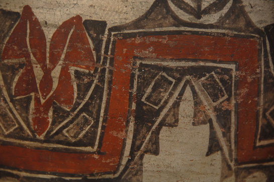 Typology designations of pueblo pottery have been assigned by noted authorities based on observed changes over decades. At Zia Pueblo, one of the earlier designations is Puname Polychrome (1700-1760) which was followed by the designation San Pablo Polychrome (1760-1820), then Trios Polychrome (1820-1860) and, finally, today&rsquo;s designation of Zia Polychrome (1860-present).  This jar falls between the late San Pablo Polychrome period and the early Trios Polychrome period.  It appears to be in the transaction period between the two.  The vessel body shape has departed from the very globular shape of those of San Pablo Polychrome but the design elements are closer to those of the San Pablo Polychrome than those of Trios Polychrome.  The design does not contain any of the capped spiral design elements seen on Trios Polychrome vessels of the entire 19th century.  The design on this jar is very close to the style seen in Figure 4.8, a transitional jar from the Larry Frank Collection, circa 1800-1810. (The Pottery of Zia Pueblo by Harlow and Lanmon).  Also, according to Harlow and Lanmon, realistic birds, as seen on the neck of this jar, appeared about 1820.  It is believed that birds of the style on this jar with associated floral elements were encouraged by Santa Fe merchants starting in the mid-1800s and blossoming into the late 1800s Trios Polychrome period.  Traders had been buying pottery from the pueblos since the 1850s but the real increase occurred with the arrival of the transcontinental train in 1880 which brought tourists and collectors into the area, and, of course, increased production of pottery by the potters.  We feel safe in saying that this jar is a Trios Polychrome from the mid-1800s with design elements related to San Pablo Polychrome of the early 1800s.  Condition:  UV examination reveals no repairs or restoration other than one hairline crack at the rim that has been stabilized. Provenance: from the collection of an Albuquerque gentleman Recommended Reading: The Pottery of Zia Pueblo by Francis H. Harlow and Dwight P. Lanmon 