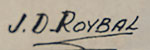 J. D. Roybal (1922-1978) Oquwa - Rain God signature