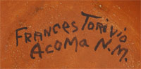 Frances P. Torivio | Acoma Pueblo | Southwest Indian Pottery | Contemporary | signature 