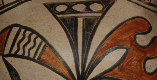As Jonathan Batkin has well documented, there were several outstanding potters at San Ildefonso during the 1890s whose work can fairly accurately be associated with their names. Following publication of Batkin's studies, it has become easier today to identify late 19th and early 20th century pottery to artists with some degree of accuracy, or so we hope. One husband and wife team, who were extraordinary artisans, was Martina Vigil and Florentino Montoya.   Martina and Florentino have been praised as among the finest artisans at San Ildefonso. Batkin has illustrated a couple of their works in his book Pottery of the Pueblos of New Mexico 1700-1940. It is based on photos in his book that one can identify pottery most likely made by them.  This wedding vase is certainly their creation.  The style and boldness of the design are quite comparable to those pictured in Batkin's book.   This wedding vessel contains rag-wiped Cochiti slip that was introduced to San Ildefonso by Martina and Florentino in the early 1900s, before they moved permanently to Cochiti around 1905. Most potters at San Ildefonso adopted the new slip immediately, but some continued using the old San Ildefonso slip that required stone polishing.  This vessel dates to circa 1910.   Condition:  very good condition Provenance:  the current owner purchased this vessel from Medicine Man Gallery in Santa Fe in 2004 and was provided a certificate attributing it to Martina and Florentino.  The certificate accompanies the purchase. Recommended Reading:  Pottery of the Pueblos of New Mexico 1700-1940 by Jonathan Batkin 