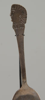 Nineteenth Century Coin Silver Pictorial Navajo Spoon close-up view