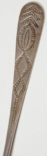 Silver Navajo Spoon with Stamped Handle close-up view