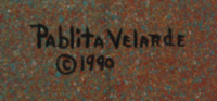 Signature of Pablita Velarde (1918-2006) Tse Tsan - Golden Dawn