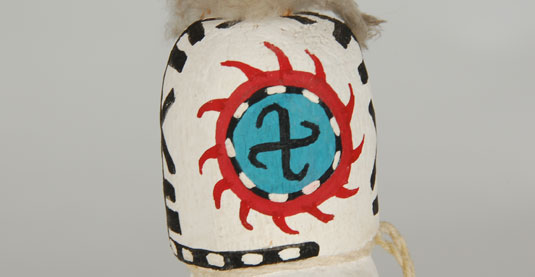 Close up view of the mask of this katsina.