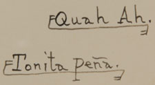 Signature of Tonita Vigil Peña (1893-1949) Quah Ah