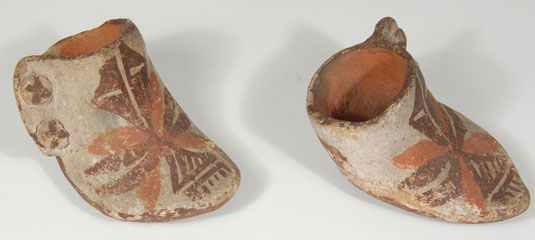 Zuni Pueblo Pair of Pottery Moccasins