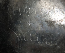 This jar is signed on the underside Marie & Julian imbedded into the clay.
