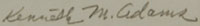 Kenneth Adams (1897-1966) signature