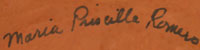 Maria Priscilla Romero (1936 - ) signature